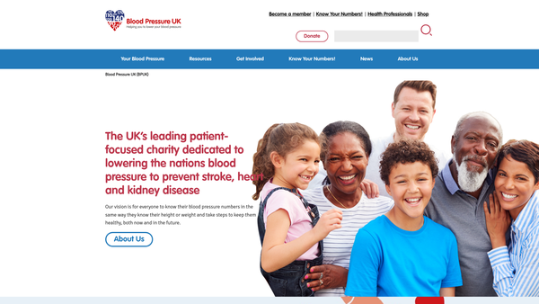 Screenshot of the Blood Pressure Association website