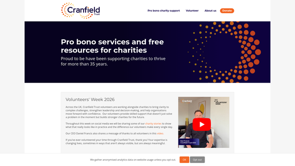 Screenshot of the The Cranfield Trust website