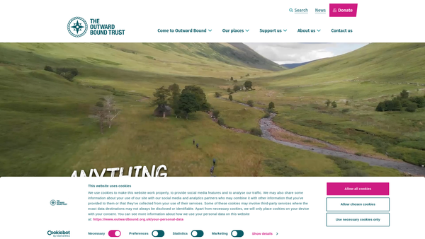 Screenshot of the The Outward Bound Trust website