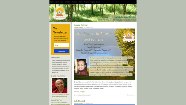 Screenshot of the Rangjung Yeshe Gomde Trust website