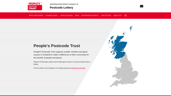Screenshot of the People's Postcode Trust website