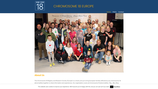Screenshot of the The Chromosome 18 Registry and Research Society (Europe) website