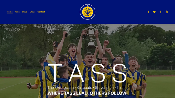 Screenshot of the TASS Thistle Football Club website