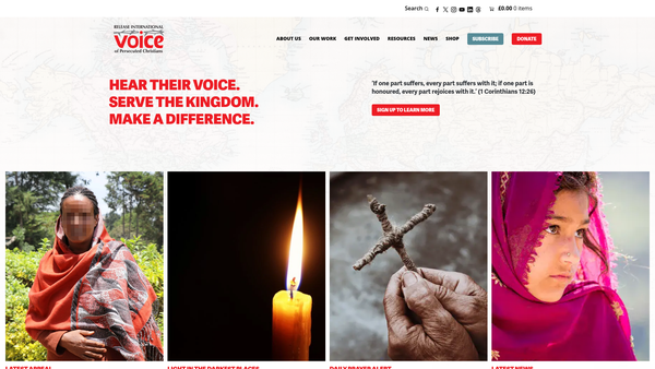 Screenshot of the Release International website