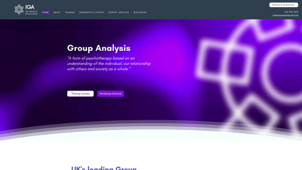 Screenshot of the The Institute of Group Analysis website