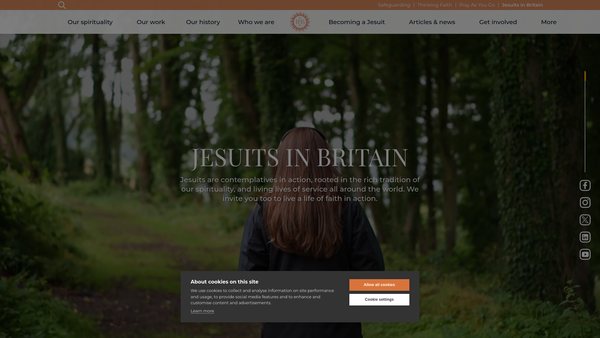 Screenshot of the Society of Jesus Trust of 1929 for Roman Catholic Purposes website