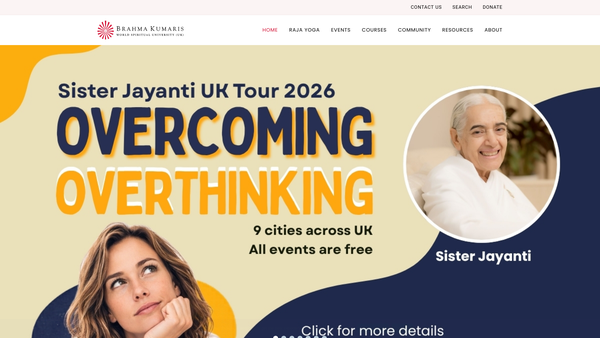 Screenshot of the Brahma Kumaris World Spiritual University (UK) website