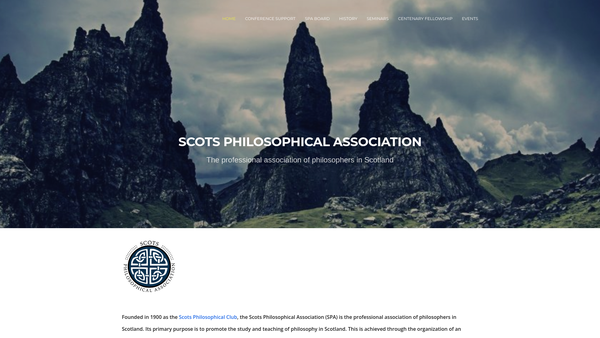 Screenshot of the Scots Philosophical Association website