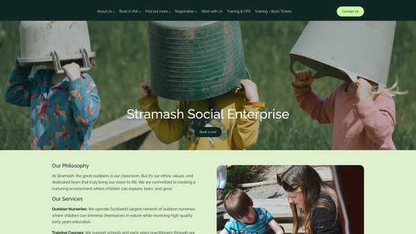 Screenshot of the Stramash Social Enterprise website