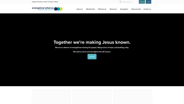 Screenshot of the The Evangelical Alliance website