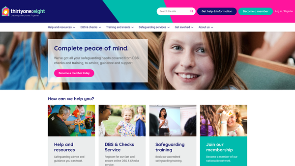 Screenshot of the Thirtyone:eight website