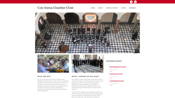 Screenshot of the Con Anima website