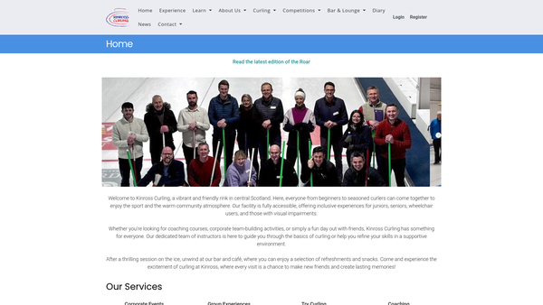 Screenshot of the Kinross Curling Trust website