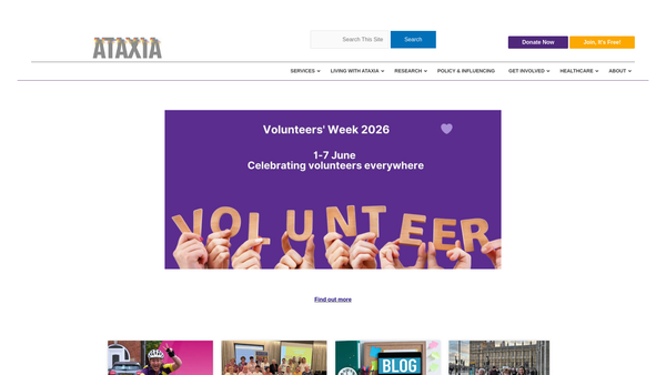 Screenshot of the Ataxia UK website