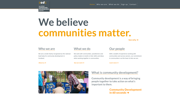 Screenshot of the Scottish Community Development Centre website