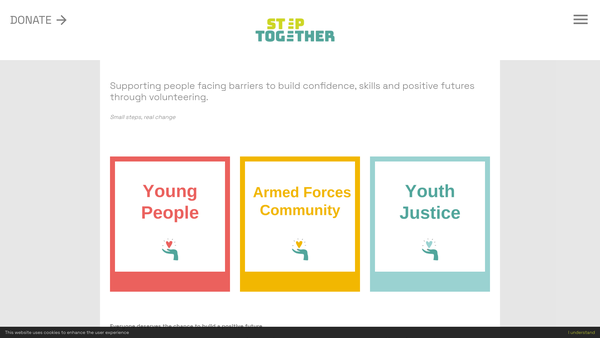 Screenshot of the Step Together Volunteering website