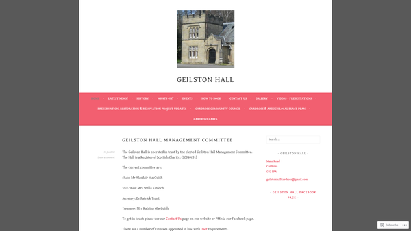 Screenshot of the Geilston Hall Management Committee website