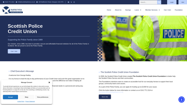 Screenshot of the The Scottish Police Credit Union Foundation website