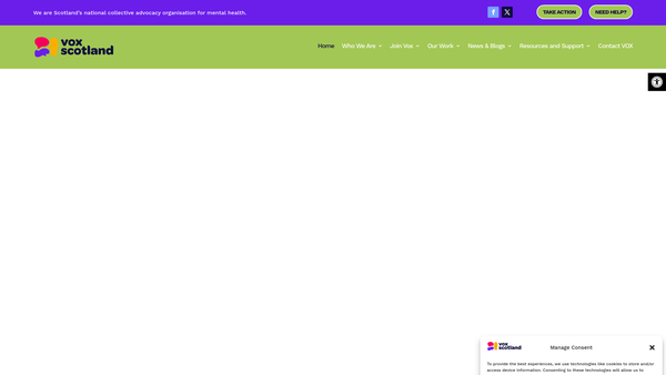Screenshot of the Voices of Experience website