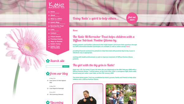 Screenshot of the The Katie McKerracher Trust website