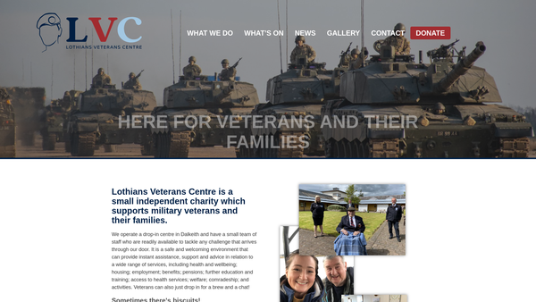 Screenshot of the Lothians Veterans’ Centre Limited website