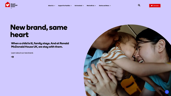 Screenshot of the Ronald McDonald House UK website