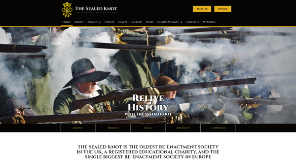 Screenshot of the The Sealed Knot website
