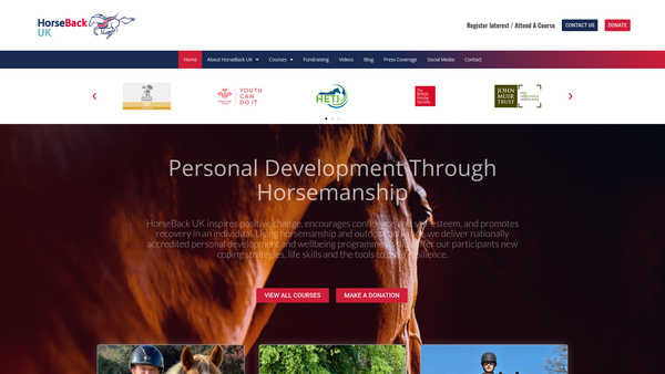 Screenshot of the HorseBack UK website