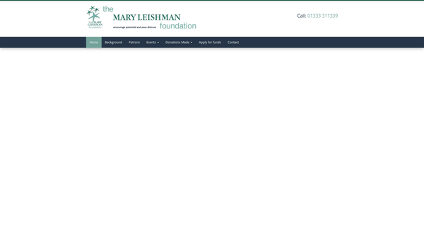 Screenshot of the The Mary Leishman Foundation website