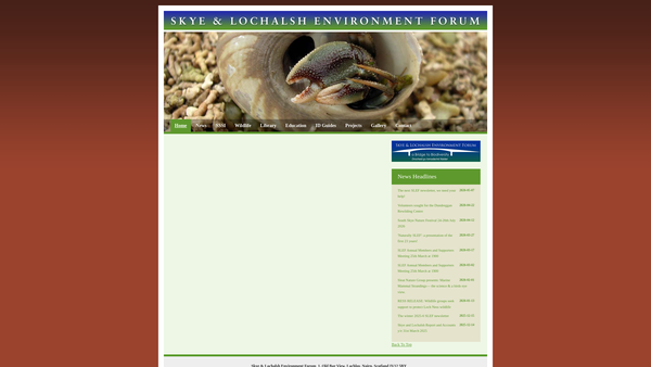 Screenshot of the Skye and Lochalsh Environment Forum website