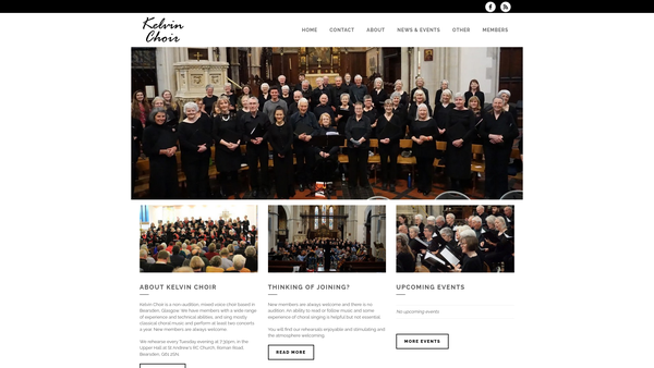 Screenshot of the Kelvin Choir website