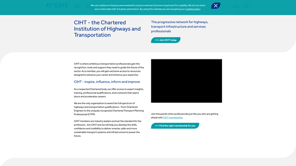 Screenshot of the The Chartered Institution of Highways and Transportation website