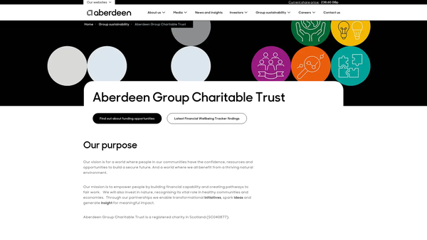Screenshot of the Aberdeen Group Charitable Trust website