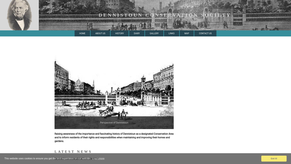 Screenshot of the Dennistoun Conservation Society website