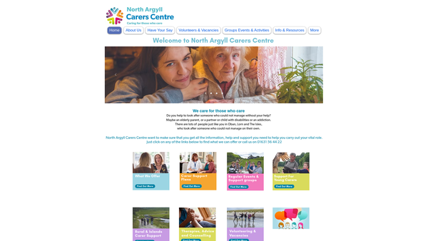 Screenshot of the North Argyll Carers' Centre Limited website