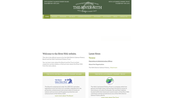 Screenshot of the Nith Catchment Fishery Trust website