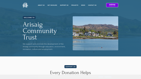 Screenshot of the Arisaig Community Trust website