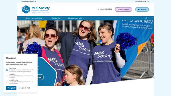 Screenshot of the The Society For Mucopolysaccharide Diseases website