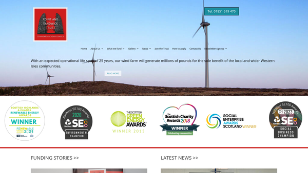 Screenshot of the Point and Sandwick Development Trust website