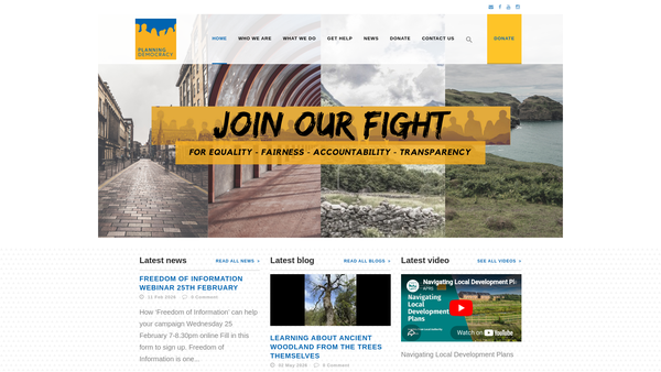 Screenshot of the Planning Democracy website