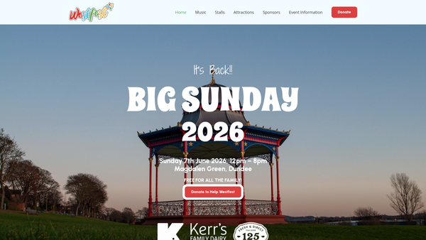 Screenshot of the Dundee Westfest website