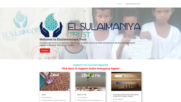Screenshot of the El-Sulaimaniya Trust website
