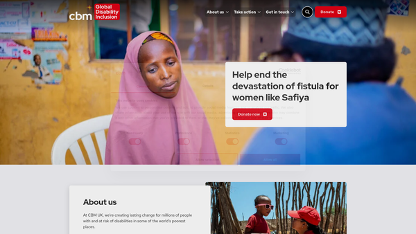 Screenshot of the Christian Blind Mission (United Kingdom)Ltd website