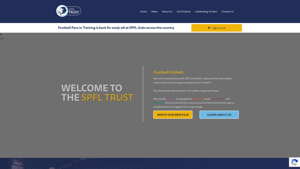 Screenshot of the The Scottish Professional Football League Trust website