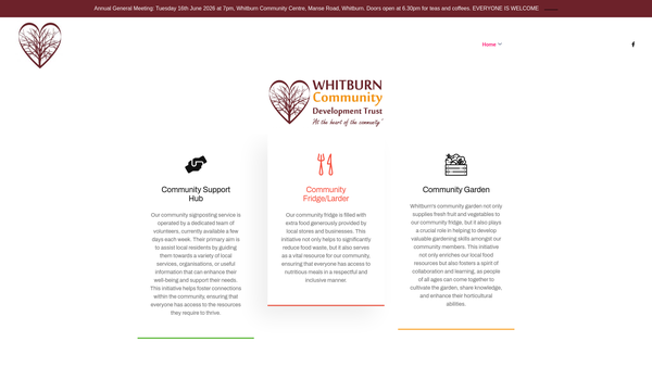 Screenshot of the Whitburn and District Community Development Trust website