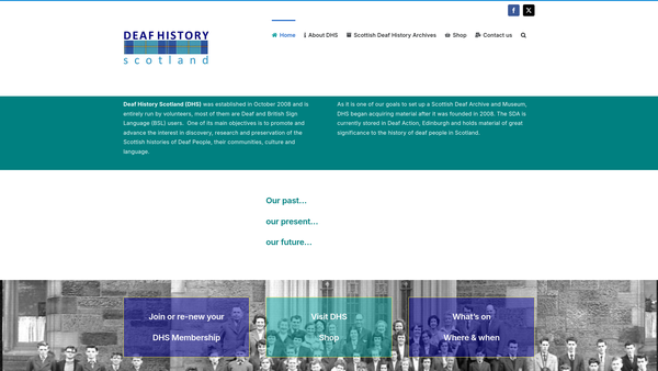 Screenshot of the Deaf History Scotland website