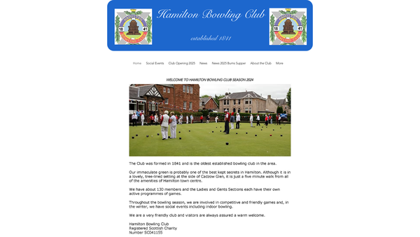 Screenshot of the Hamilton Bowling Club website