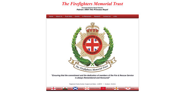 Screenshot of the The Firefighters Memorial Trust website
