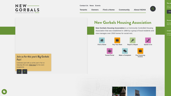 Screenshot of the New Gorbals Housing Association Limited website