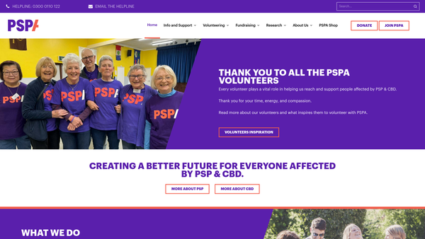 Screenshot of the The PSP Association website